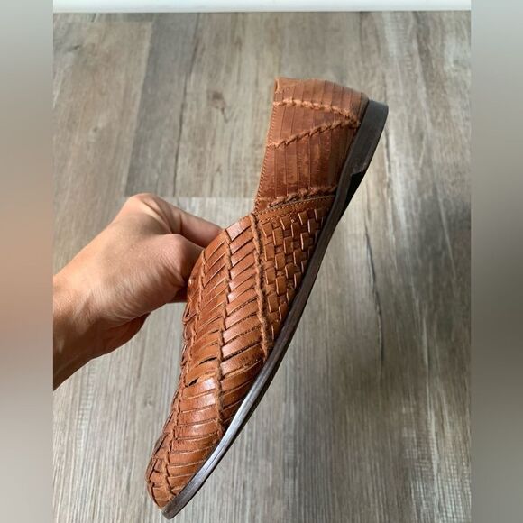 VTG LL Bean Huaraches Woven Slip On Sandal Mary Jane Shoes Leather Brown 6 6.5 - Picture 8 of 15